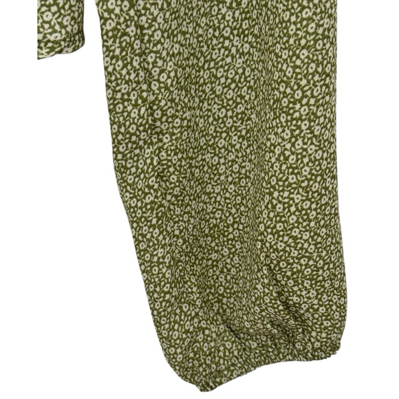 Abercrombie & Fitch Sz S Green Ditsy Floral Cropped Blouse Smocked Back Boho - Picture 4 of 8